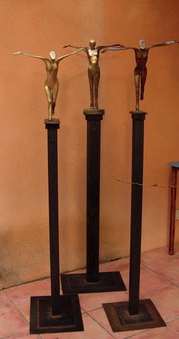 les filles d-icare sculptures bronze; flore de valicourt